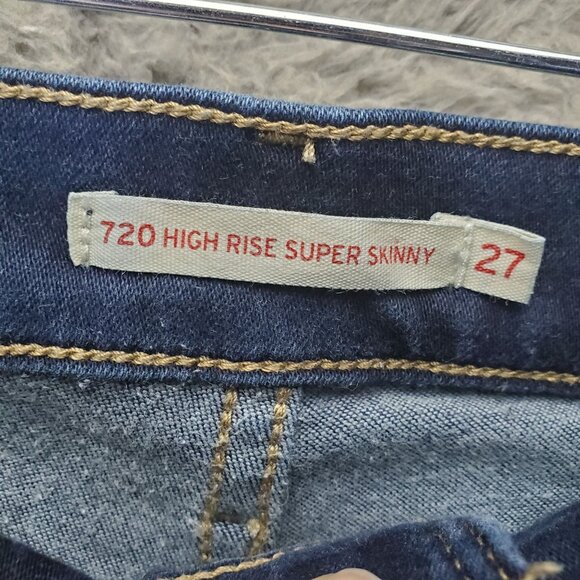 Levis Jeans Womens Size 27 Blue 720 High Rise Super Skinny Stretch Denim - Picture 3 of 13